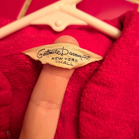 Vintage Gertrude Davenport New York Small Red Terry Cloth Robe Dress w/Pockets - Picture 7 of 16